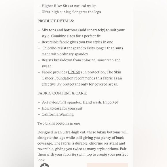 Land's End High Leg Reversible bikini bottom in black egret floral shadow Medium - Picture 4 of 8